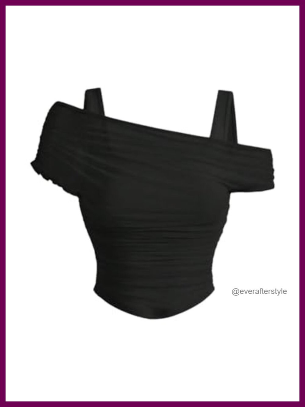 WDIRARA Off Shoulder Mesh Crop Top Short Sleeve Asymmetrical Y2K Tee